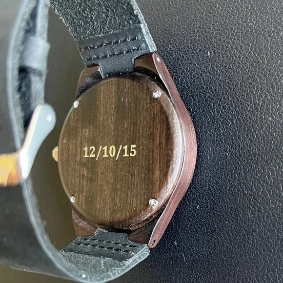 Wooden Watch with Black Strap - Picture 3 of 3